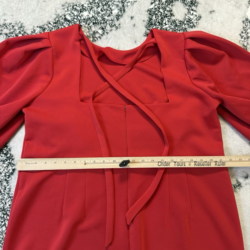 Eloquii Dress Womens Size 20‎ Red Crew Neck Balloon 3/4 Sleeve Sheath Stretch - Picture 5 of 10